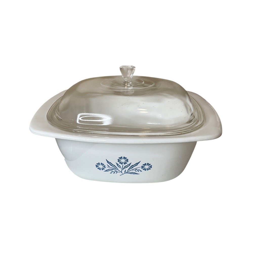 Vtg Corning Ware Cornflower Dutch Oven 4 Quarts W/Lid P-34-B Cottagecore USA 60s